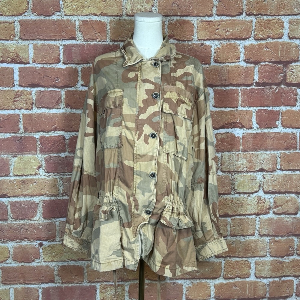 Free People Lead The Way Camo Utility Jacket Women's Size Medium Oversized